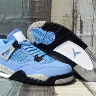 Air Jordan 4 Azul Claro Negro Blanco Zapatos de Baloncesto