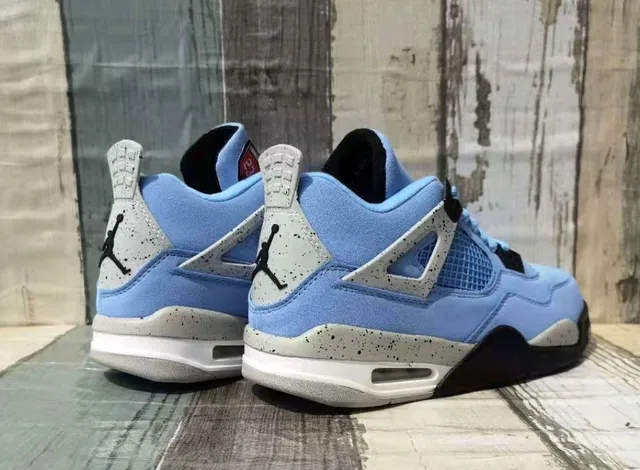 Air Jordan 4 Light Blue Black White Basketball Shoes 2