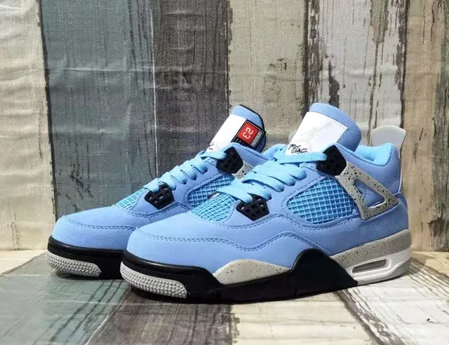 Air Jordan 4 Light Blue Black White Basketball Shoes 3