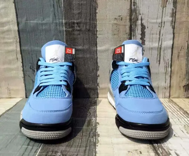 Air Jordan 4 Light Blue Black White Basketball Shoes 4