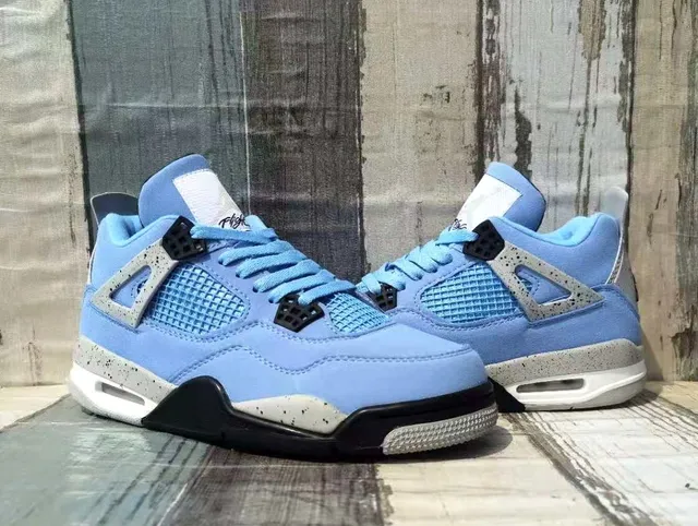 Air Jordan 4 Light Blue Black White Basketball Shoes 5