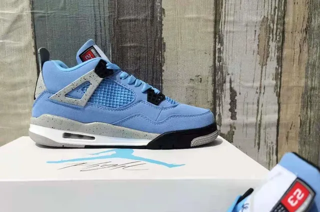 Air Jordan 4 Light Blue Black White Basketball Shoes 6