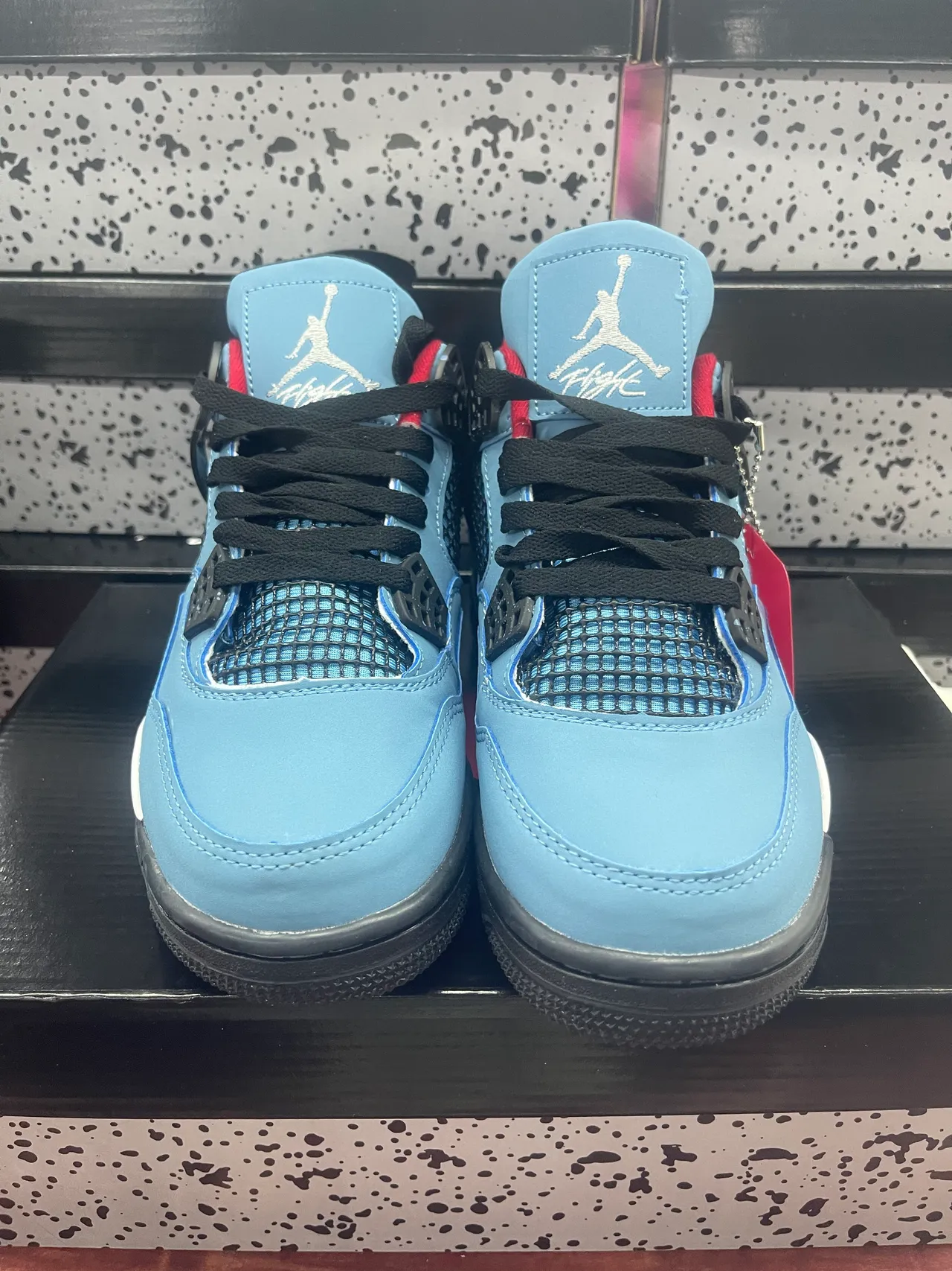Air Jordan 4 Light Blue Red Black Basketball Shoes 5
