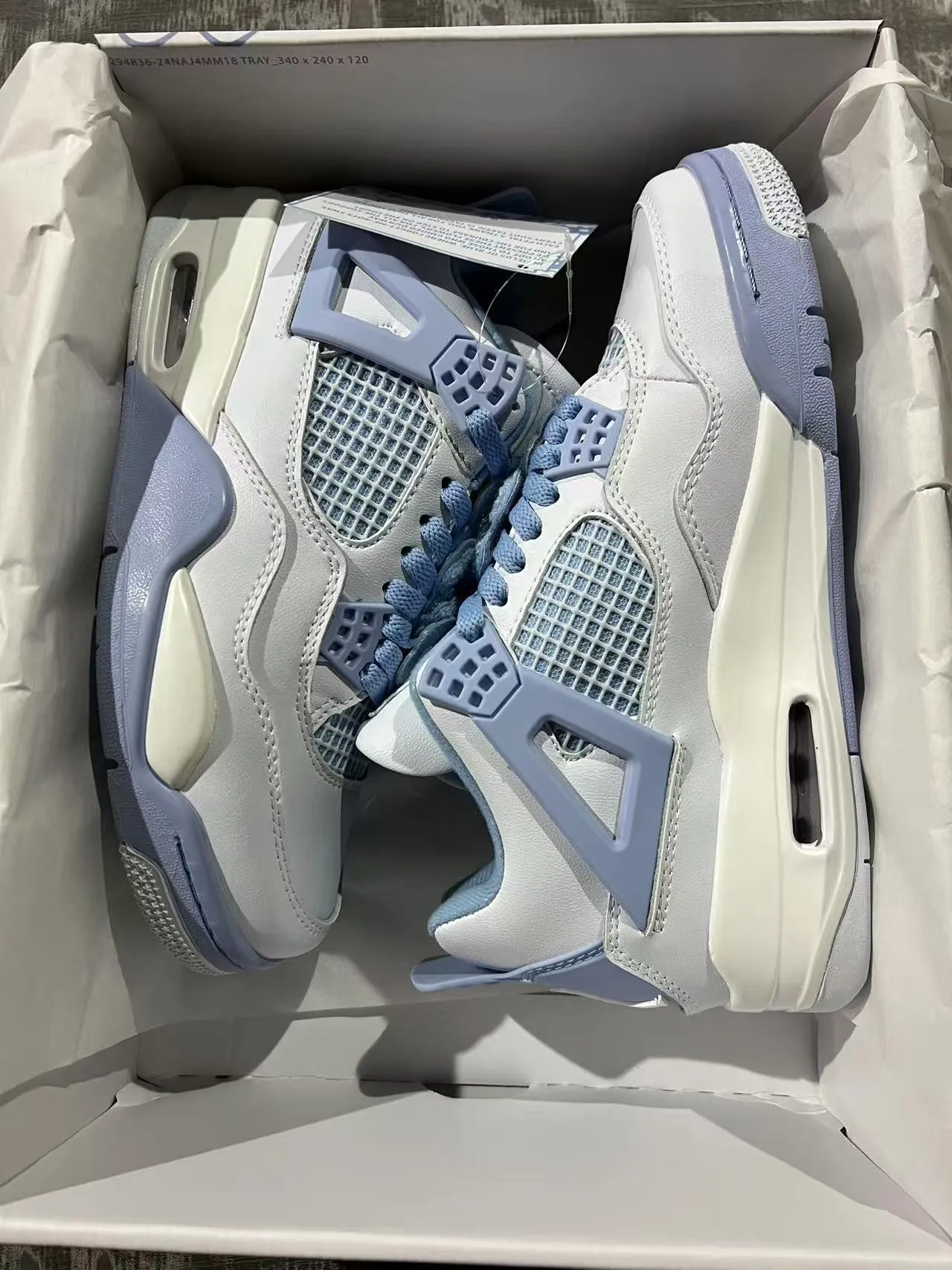 Air Jordan 4 Light Gray and Periwinkle Blue Lifestyle Sneakers 9