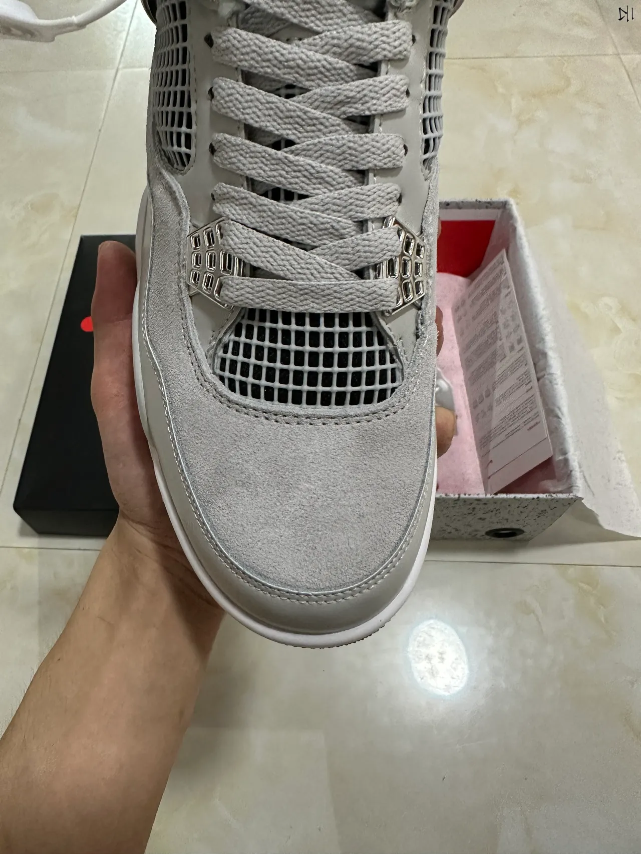 Air Jordan 4 Light Gray Silver Metallic Basketball Shoes 3