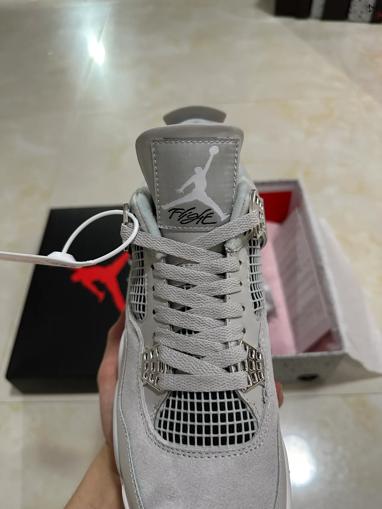 Air Jordan 4 Light Gray Silver Metallic Basketball Shoes 4