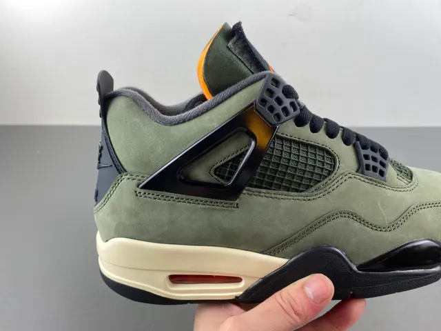 Air Jordan 4 Olive Green Suede Basketball Shoes 3