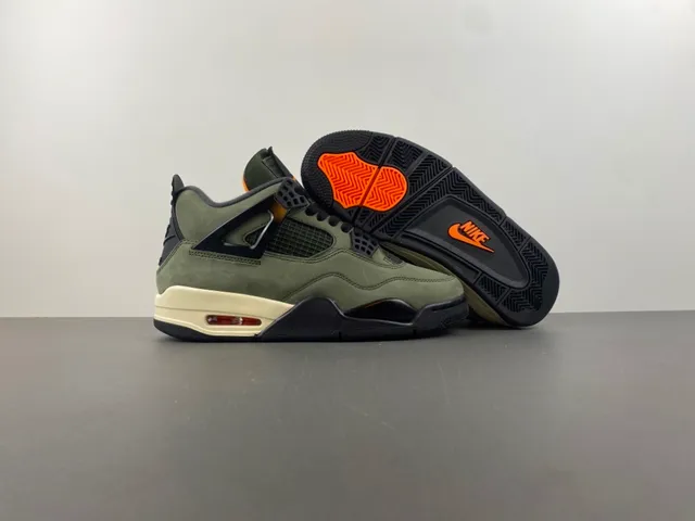 Air Jordan 4 Olive Green Suede Basketball Shoes 12