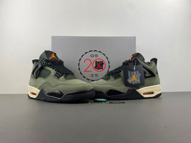 Air Jordan 4 Olive Green Suede Basketball Shoes 13