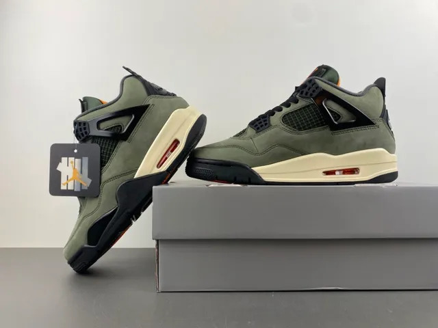 Air Jordan 4 Olive Green Suede Basketball Shoes 14