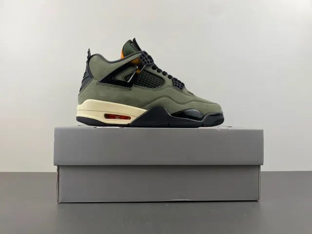 Air Jordan 4 Olive Green Suede Basketball Shoes 15