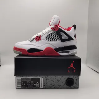 Air Jordan 4 Retro White/Fire Red-Black Basketball Shoes