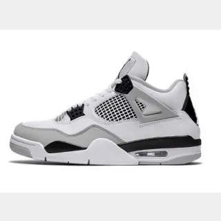 Air Jordan 4 Retro White Light Gray Black Basketball Shoes
