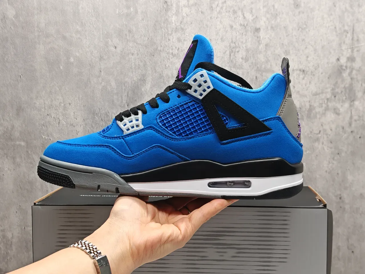 Air Jordan 4 Royal Blue Suede Basketball Shoes 3