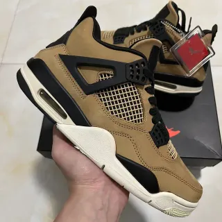 Air Jordan 4 Tan Black Off-White Basketball Shoes