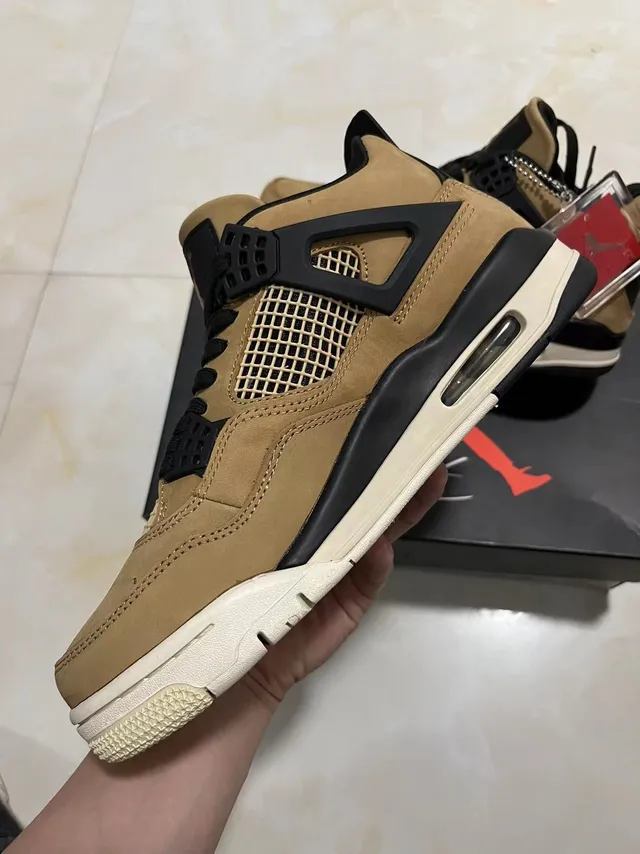 Air Jordan 4 Tan Black Off-White Basketball Shoes 3