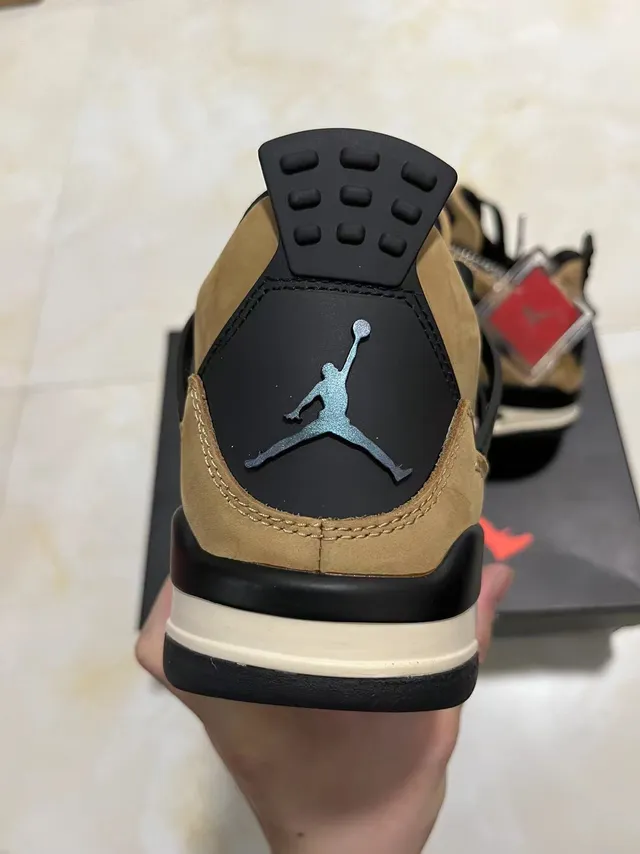 Air Jordan 4 Tan Black Off-White Basketball Shoes 5