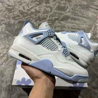 Air Jordan 4 White and Powder Blue Basketball Shoes