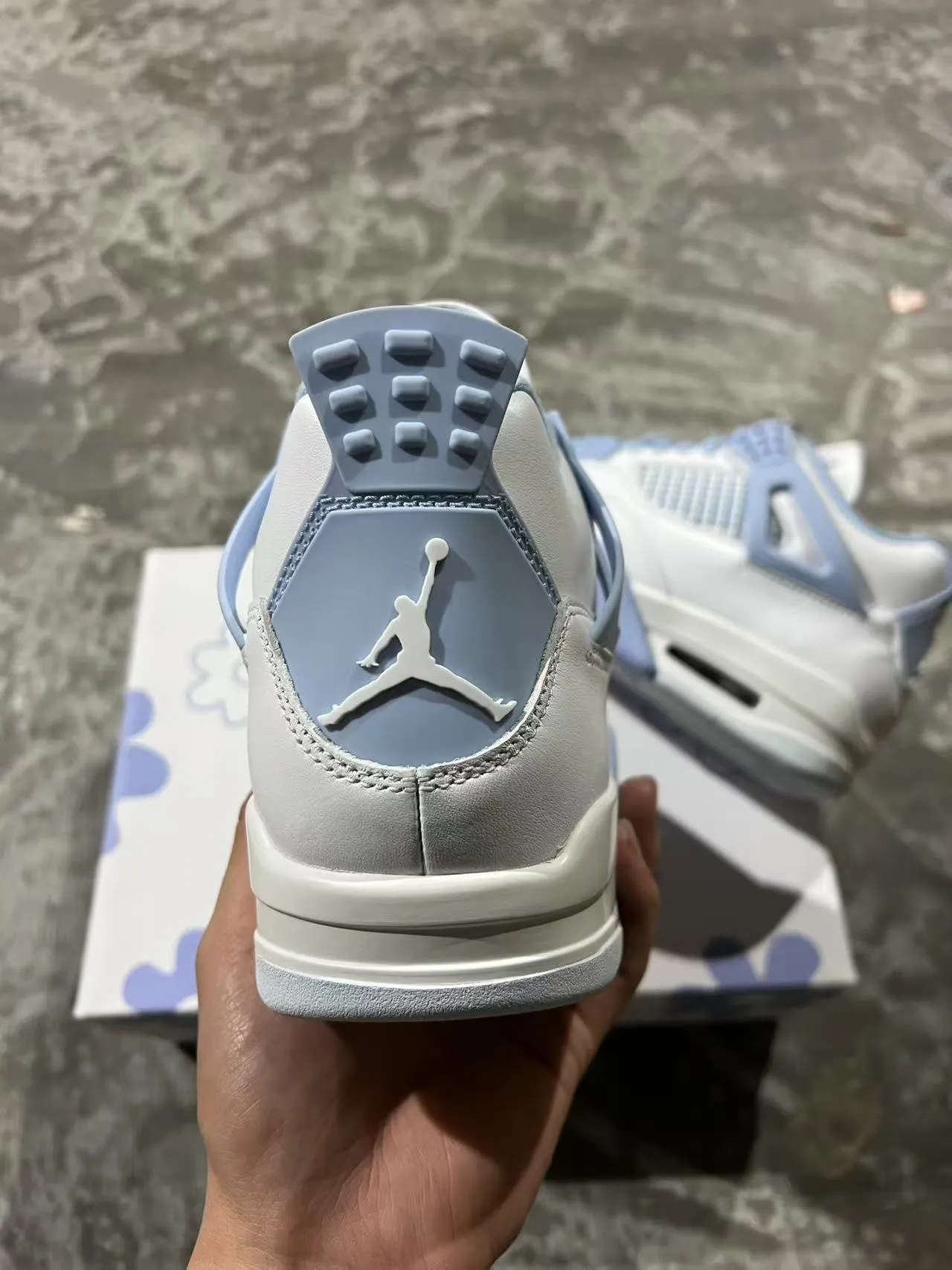 Air Jordan 4 White and Powder Blue Basketball Shoes 8