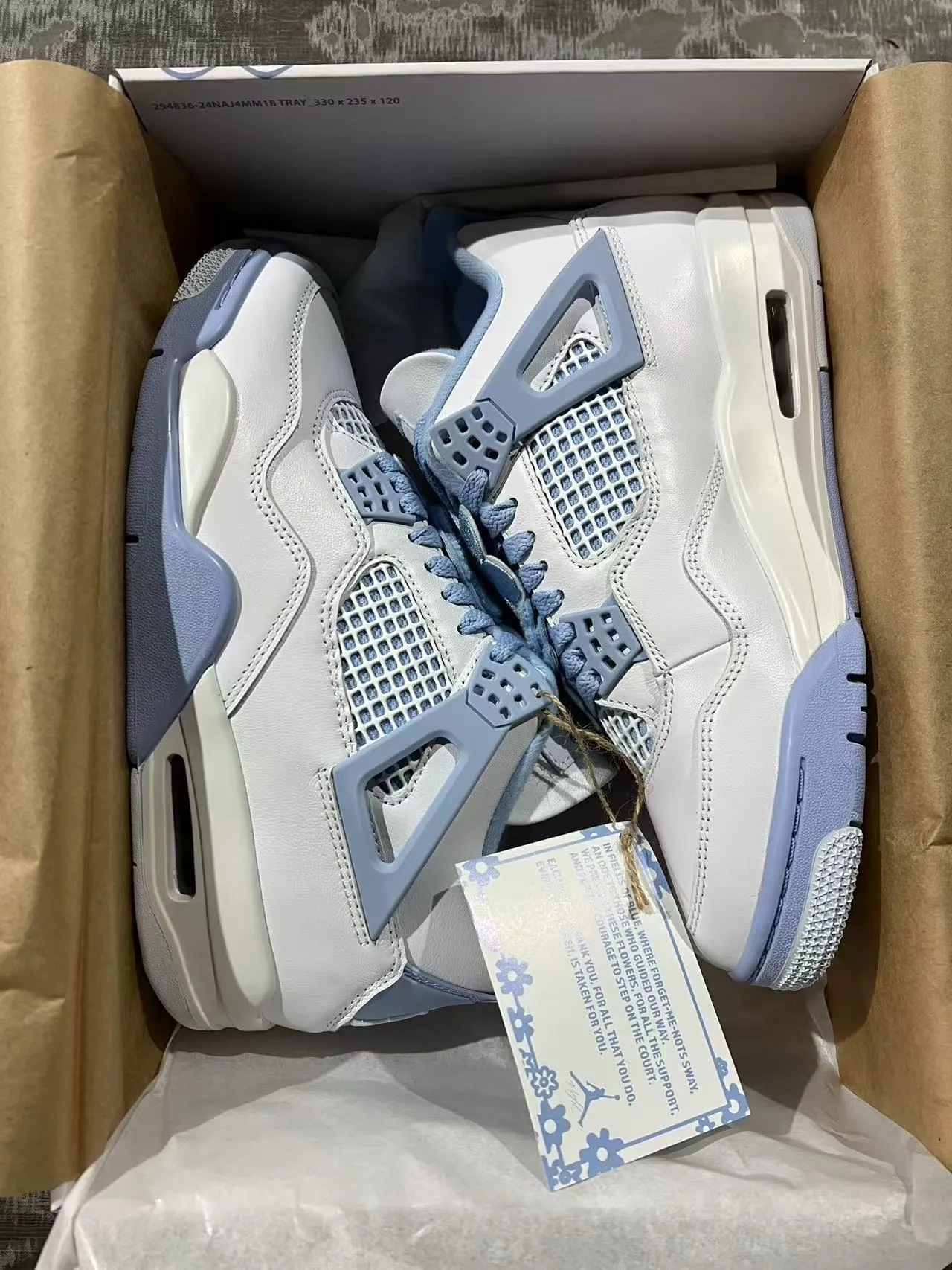 Air Jordan 4 White and Powder Blue Basketball Shoes 9