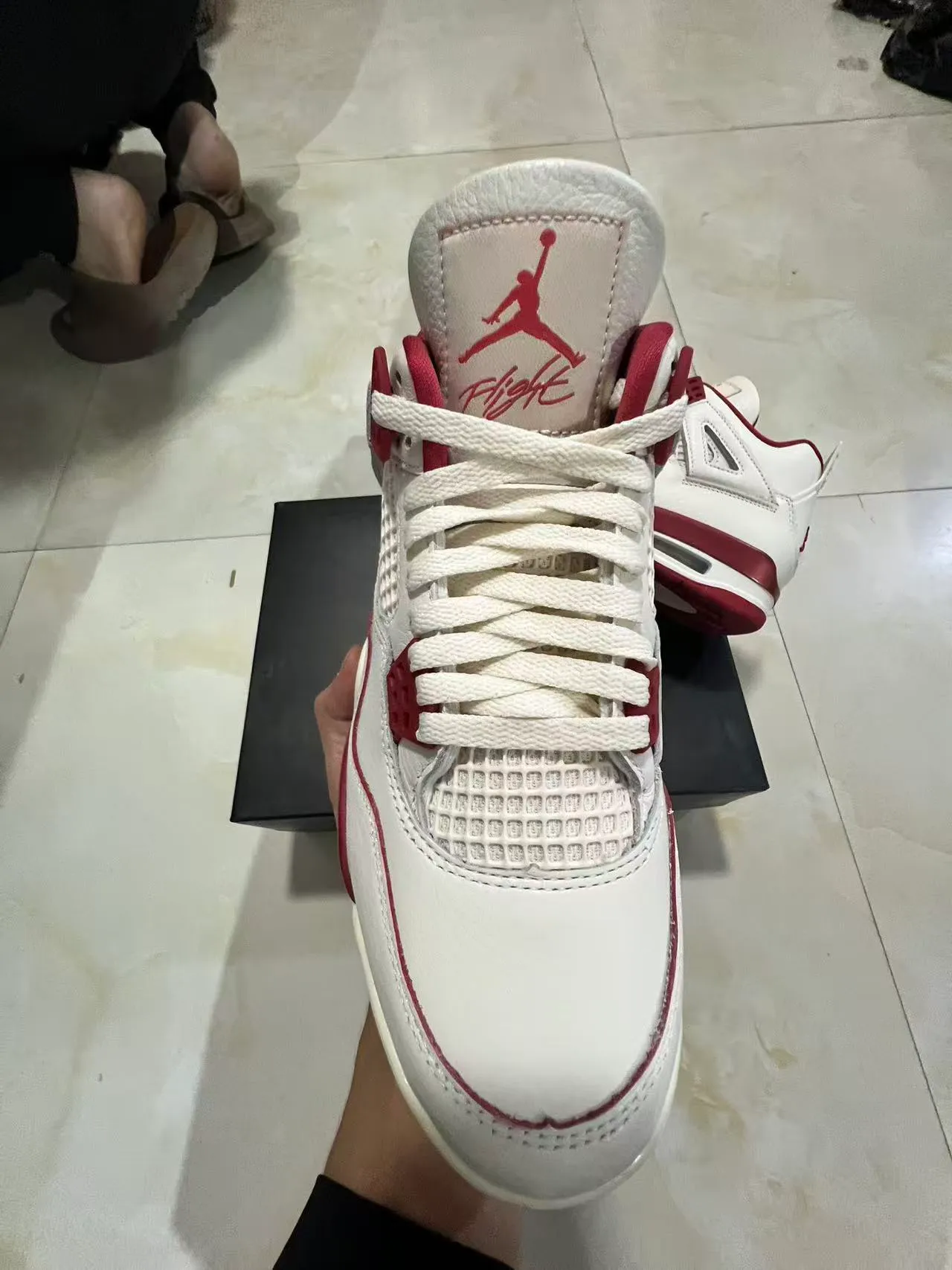 Air Jordan 4 White and Red Basketball Shoes 3