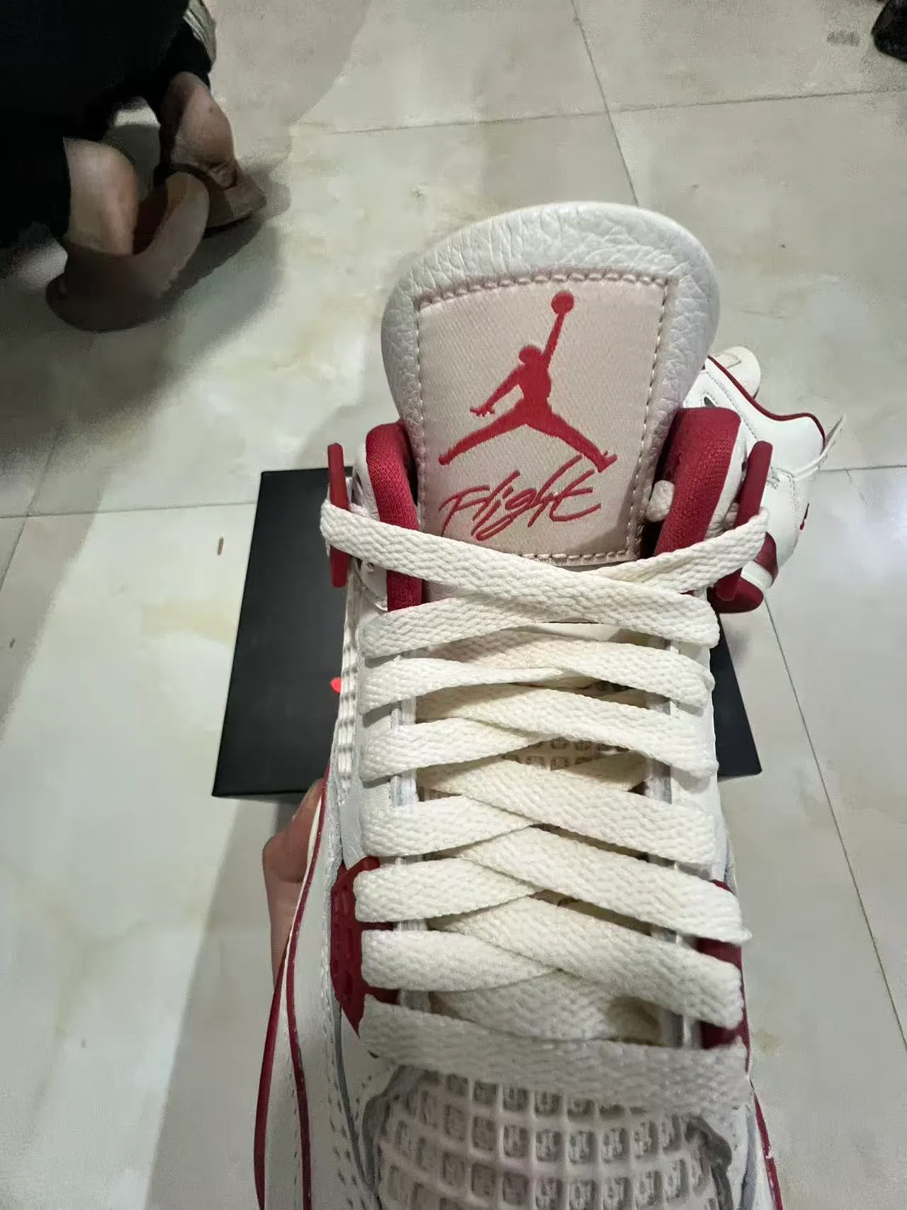 Air Jordan 4 White and Red Basketball Shoes 4