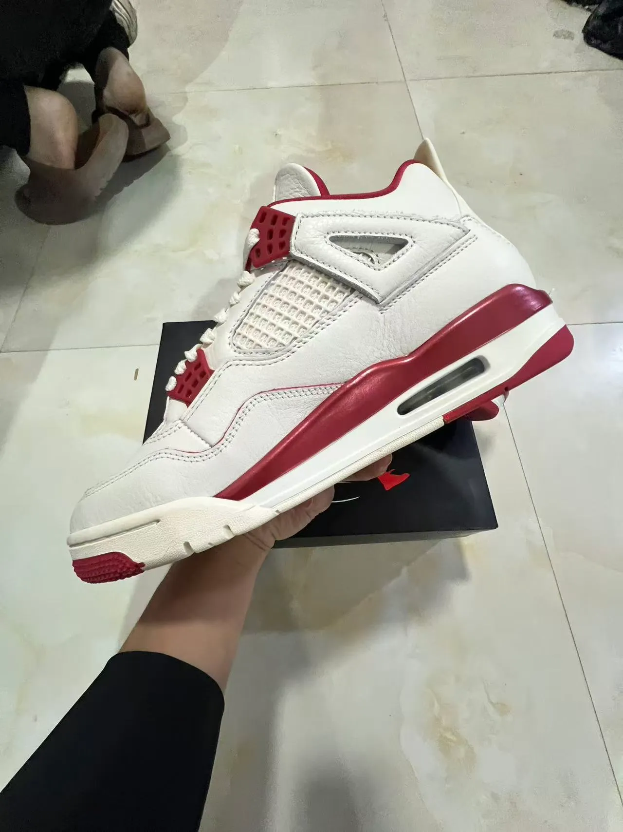 Air Jordan 4 White and Red Basketball Shoes 5