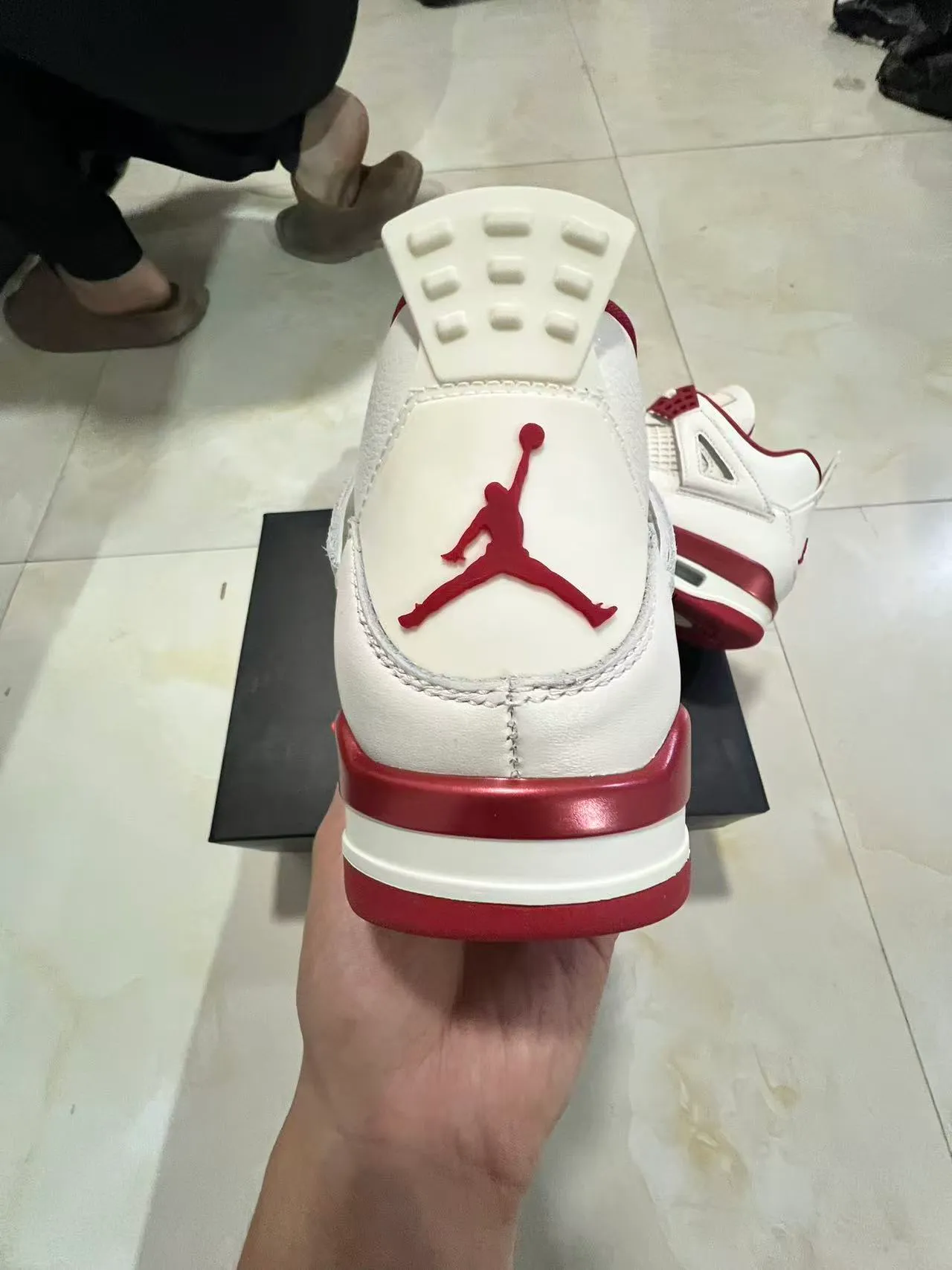 Air Jordan 4 White and Red Basketball Shoes 7