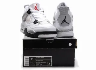 Air Jordan 4 Tênis de Basquete Branco Preto Vermelho 2
