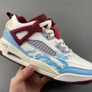 Air Jordan 4 White Blue Red Gold Dragon Basketball Shoes
