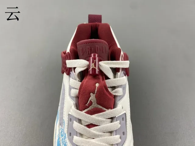 Air Jordan 4 White Blue Red Gold Dragon Basketball Shoes 9