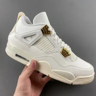 Air Jordan 4 White Gold High-Top Leather And Mesh Basketball Shoes