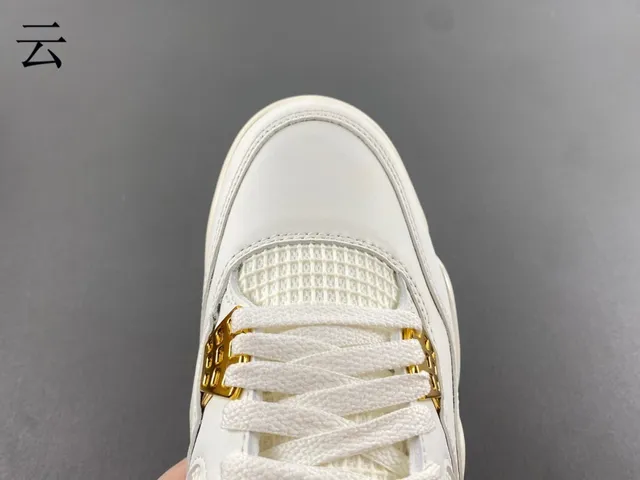 Air Jordan 4 White Gold High-Top Leather And Mesh Basketball Shoes 5