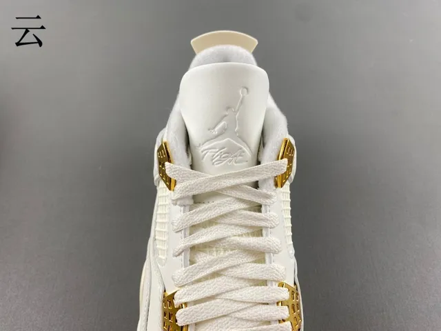 Air Jordan 4 White Gold High-Top Leather And Mesh Basketball Shoes 6