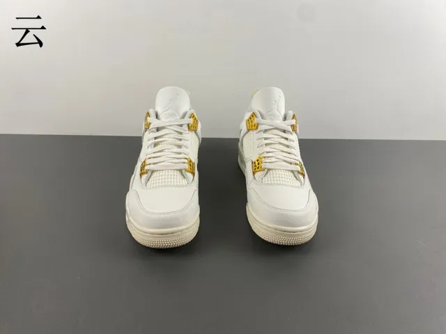 Air Jordan 4 White Gold High-Top Leather And Mesh Basketball Shoes 11