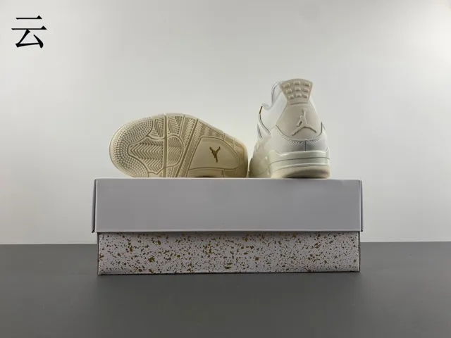 Air Jordan 4 White Gold High-Top Leather And Mesh Basketball Shoes 16
