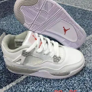 Air Jordan 4 Branco Cinza Vermelho Tênis de Basquete