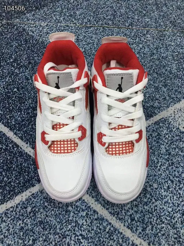 Air Jordan 4 Blanco Gris Rojo Zapatos de Baloncesto 2