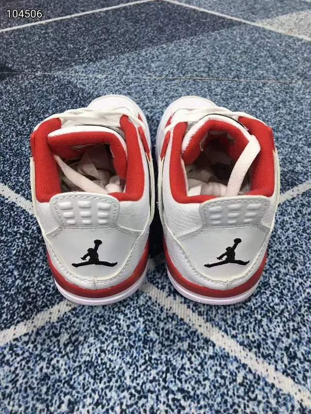 Air Jordan 4 Blanco Gris Rojo Zapatos de Baloncesto 3
