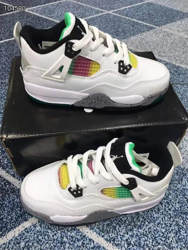 Air Jordan 4 Blanco Gris Rojo Zapatos de Baloncesto 9