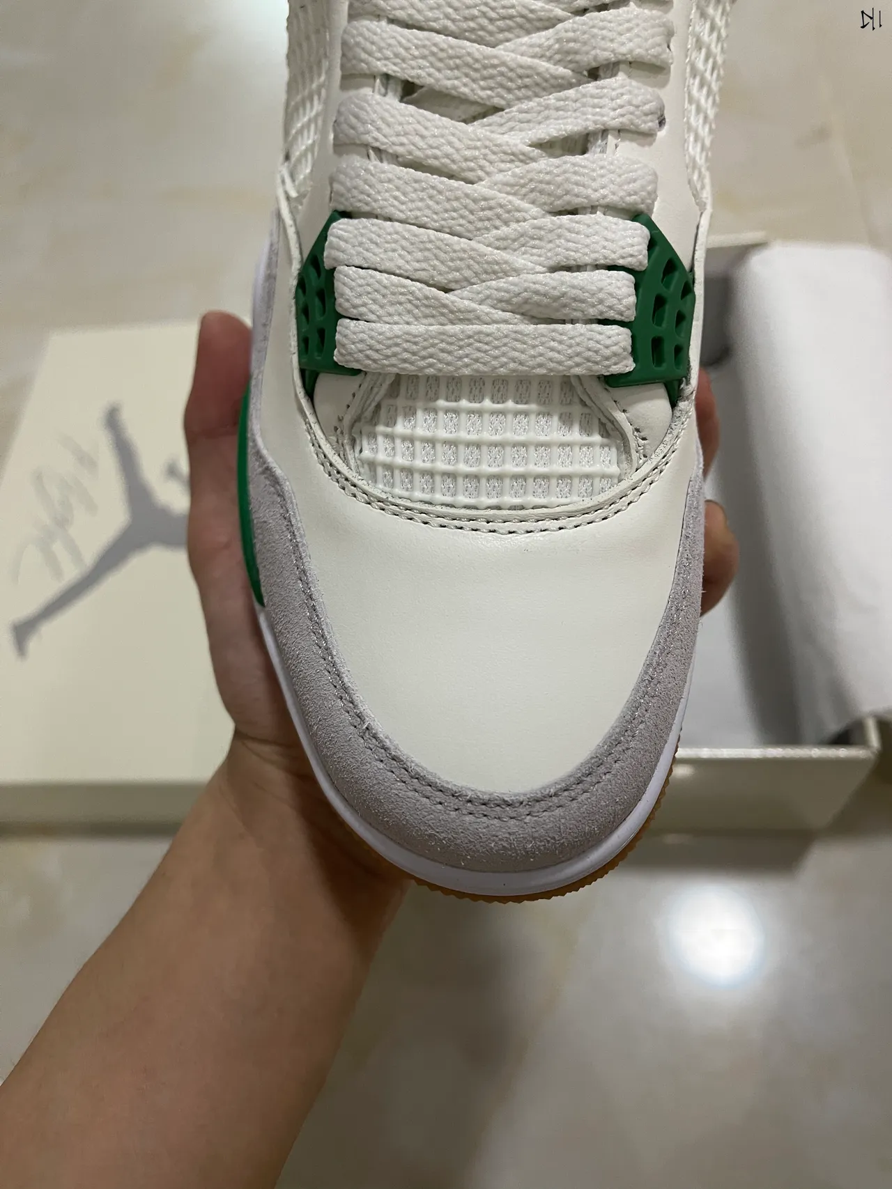 Air Jordan 4 White Green Basketball Shoes 3