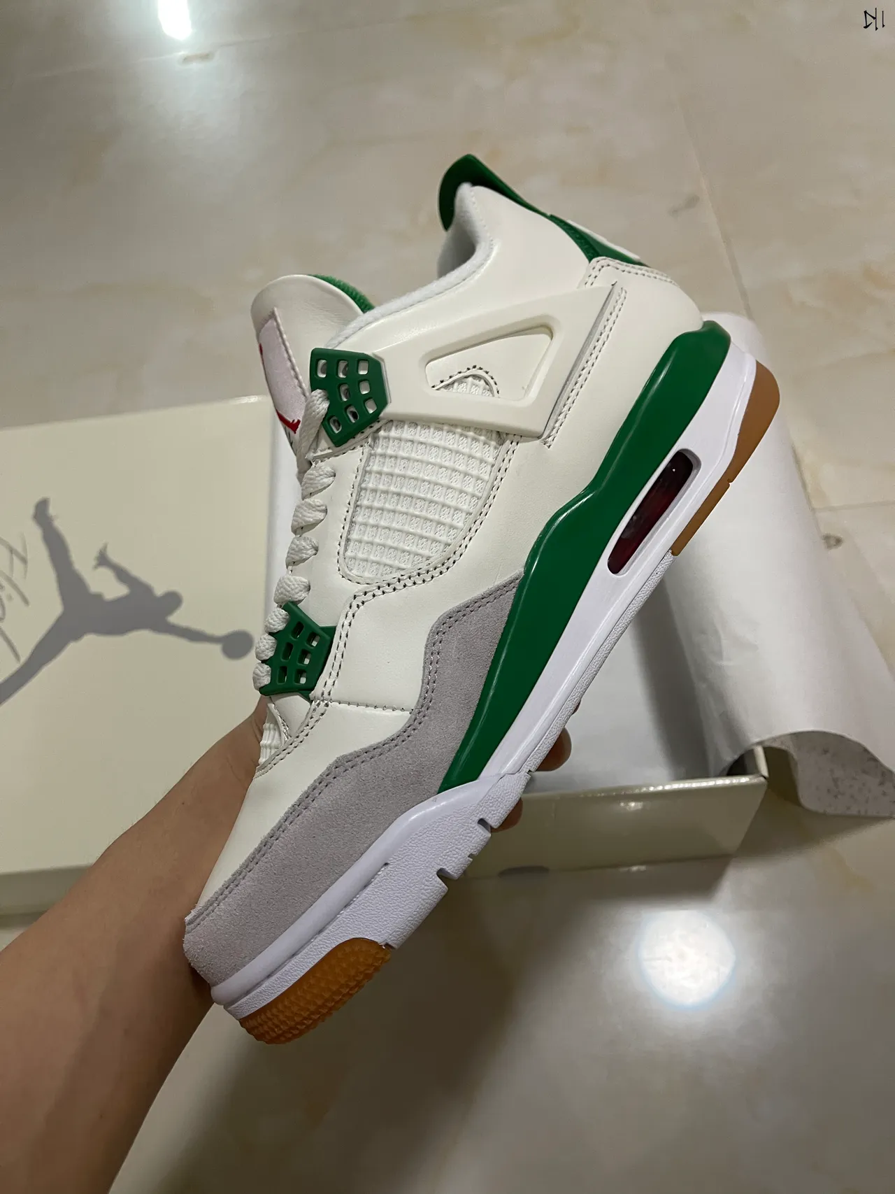 Air Jordan 4 White Green Basketball Shoes 5