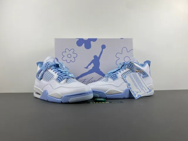 Air Jordan 4 White Light Blue Basketball Shoes 13