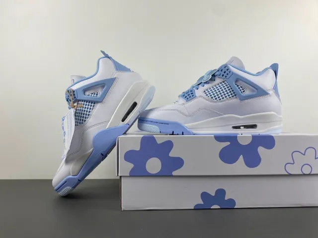Air Jordan 4 White Light Blue Basketball Shoes 14