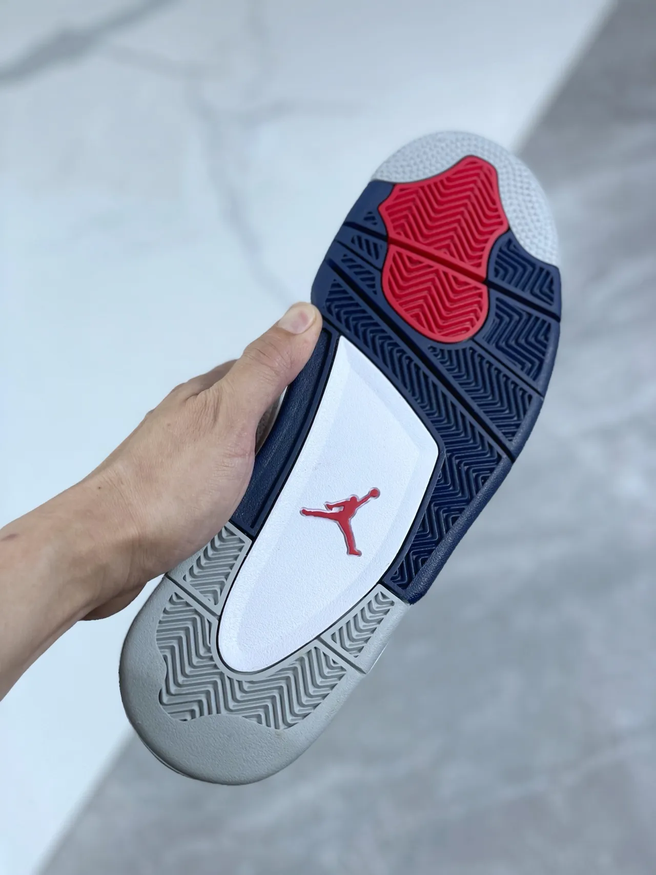 Air Jordan 4 Branco Navy Cimento Tênis de Basquete 6
