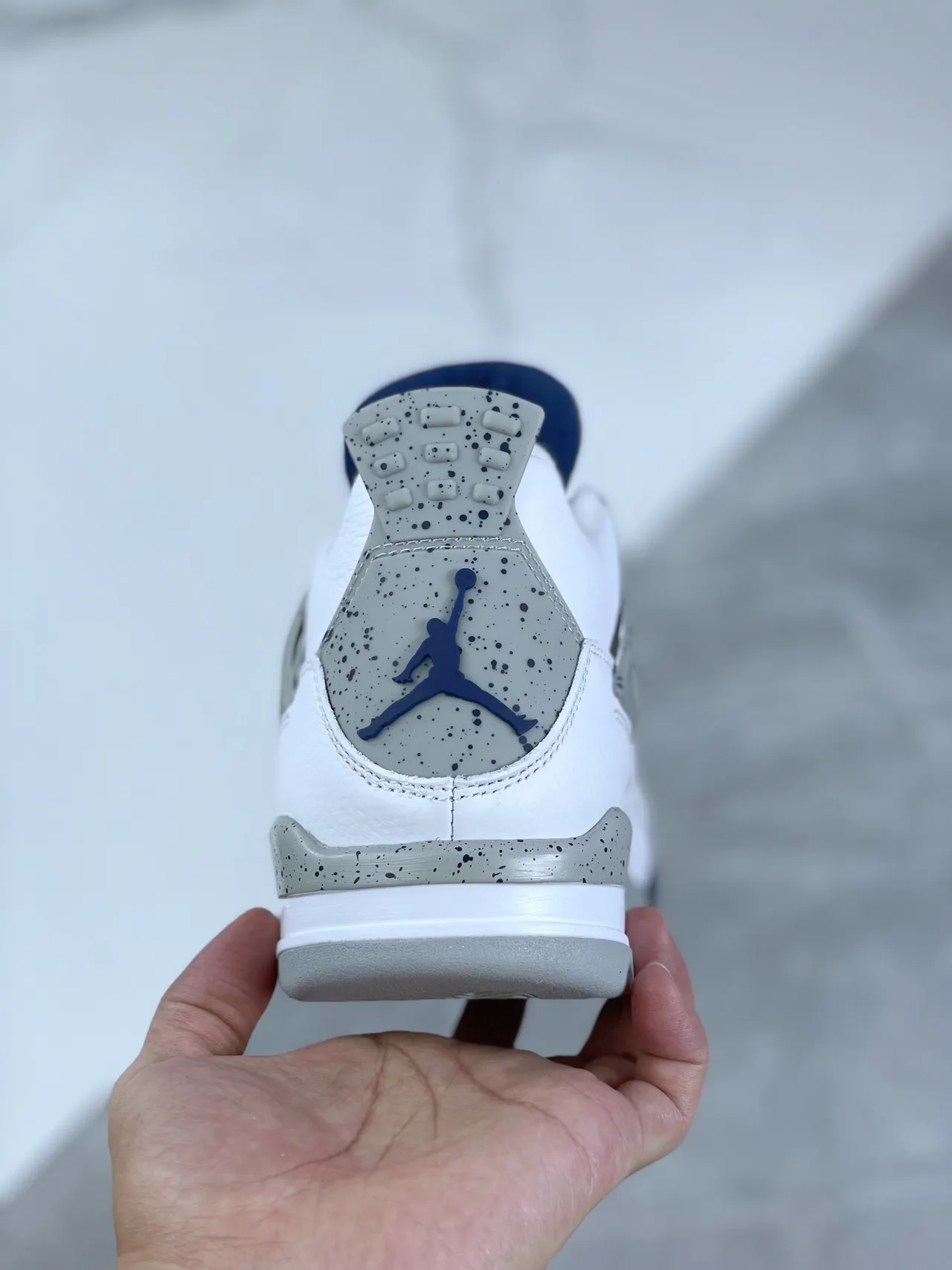 Air Jordan 4 Branco Navy Cimento Tênis de Basquete 7