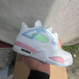 Air Jordan 4 White Pink Mint Blue Basketball Shoes