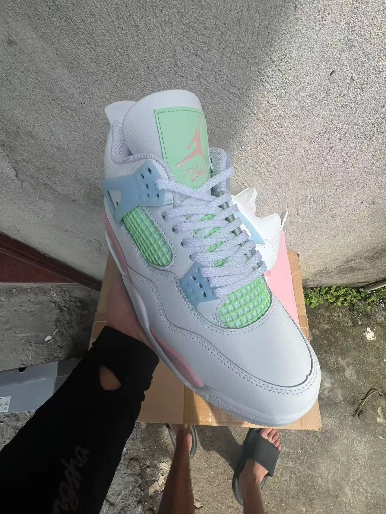 Air Jordan 4 White Pink Mint Blue Basketball Shoes 2