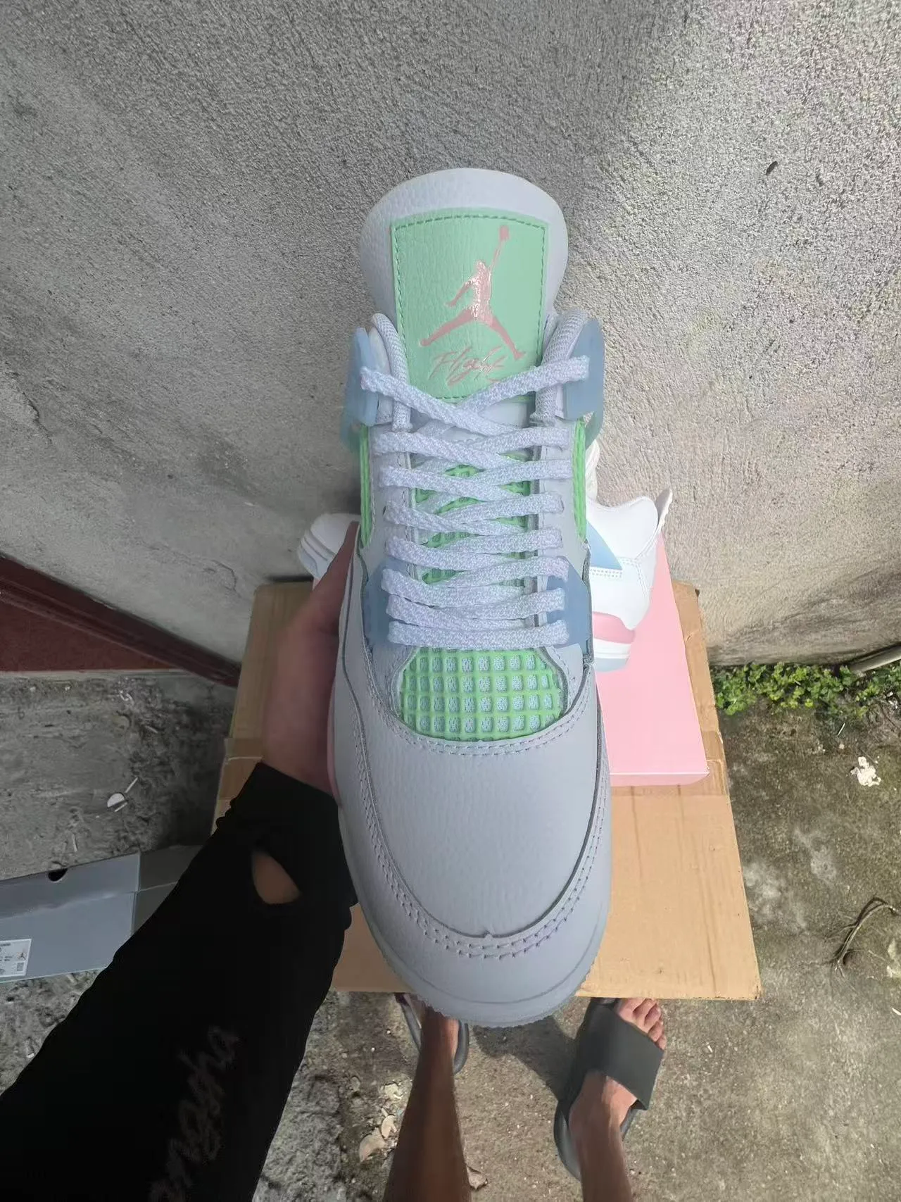 Air Jordan 4 White Pink Mint Blue Basketball Shoes 3