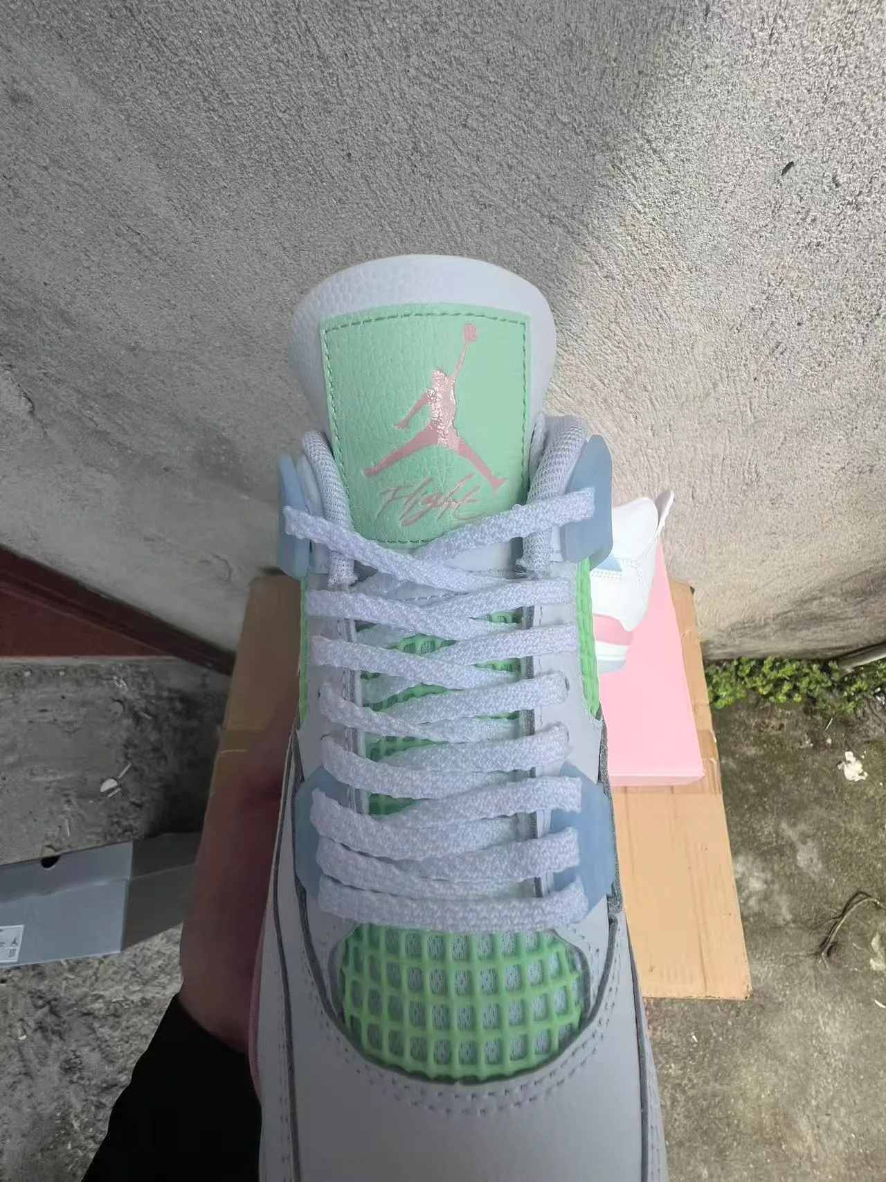 Air Jordan 4 White Pink Mint Blue Basketball Shoes 4